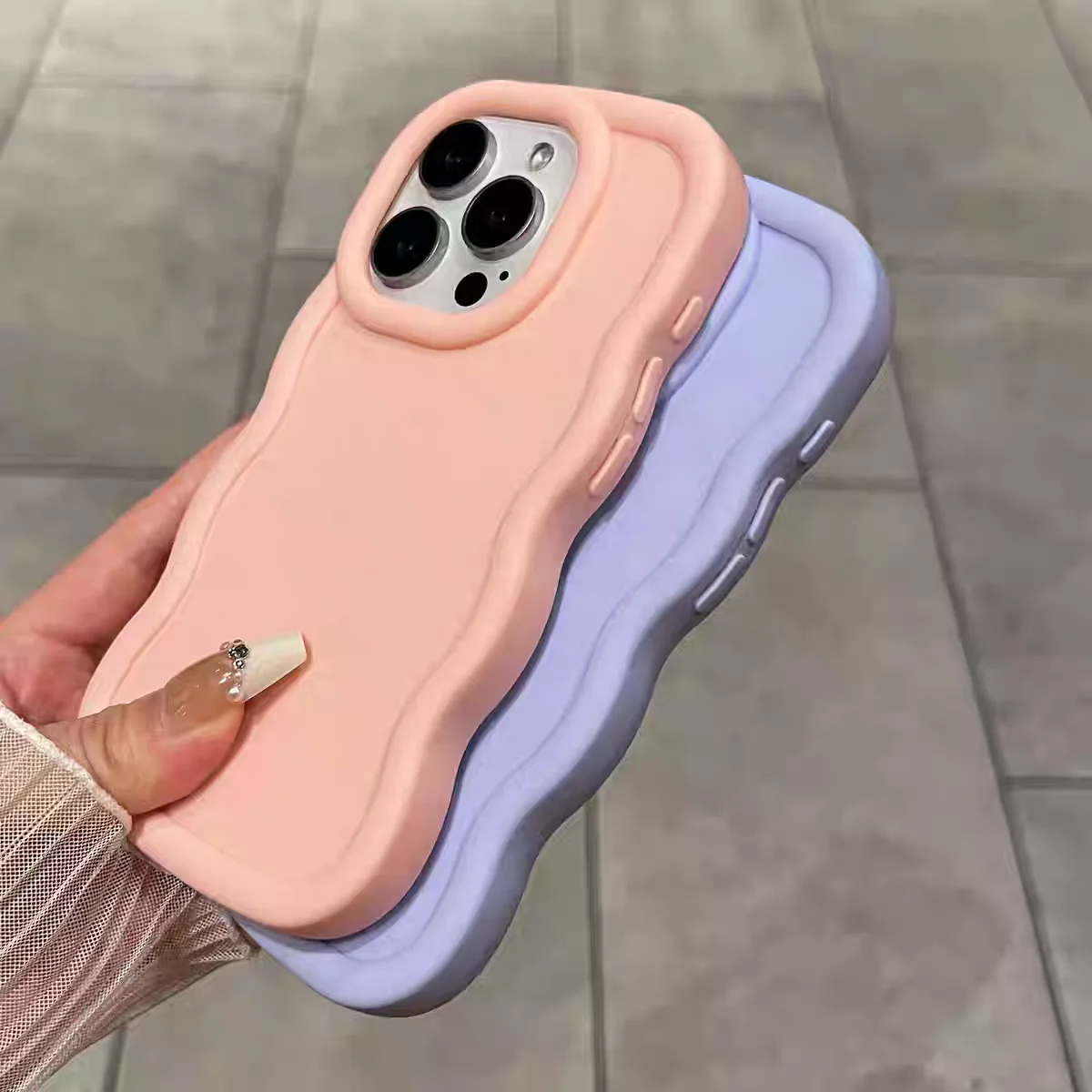 Candy Solid Color Wave Side Phone Case Cover