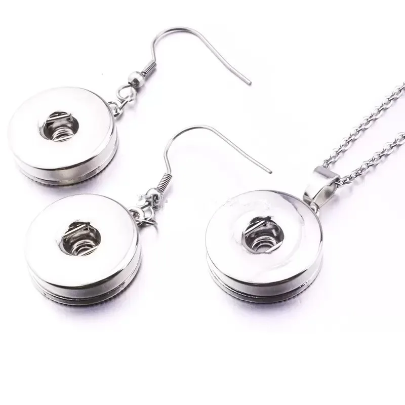 10sets Simple 12mm 18mm Snap Button Dangle Earrings Necklace Set  for Women  Snaps Jewelry