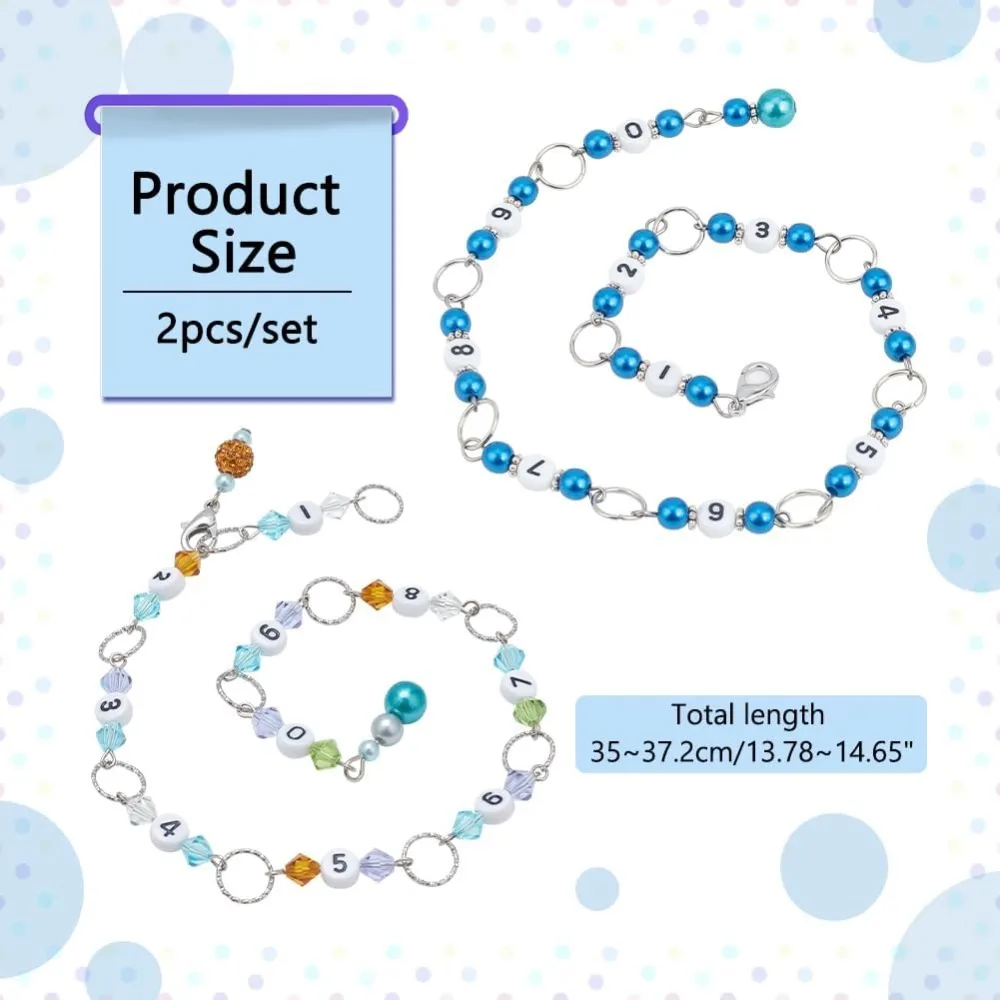Knitting Supplies Knitting Craft Supplies Crochet Stitch Markers Blue Beads Knitting Row Counter Chains Number Beads Acrylic Stitch Markers 2 Pcs Row Counting Accessories for Knitting Crochet