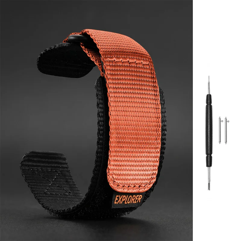 Deluxe Sports Nylon Loop Woven Watch Strap with Velcro Closure