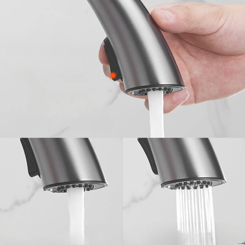 Kitchen sink gun gray hidden pull-out faucet