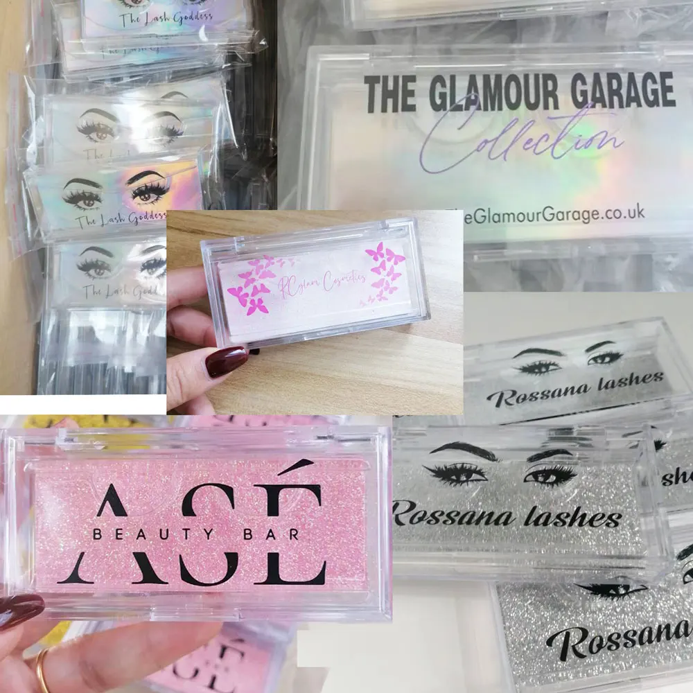 Custom Eyelash Boxes Logo Package Acrylic Rectangle MInk Lashes Case With Tray Wholesale For Business  5D Lash Packaging 4