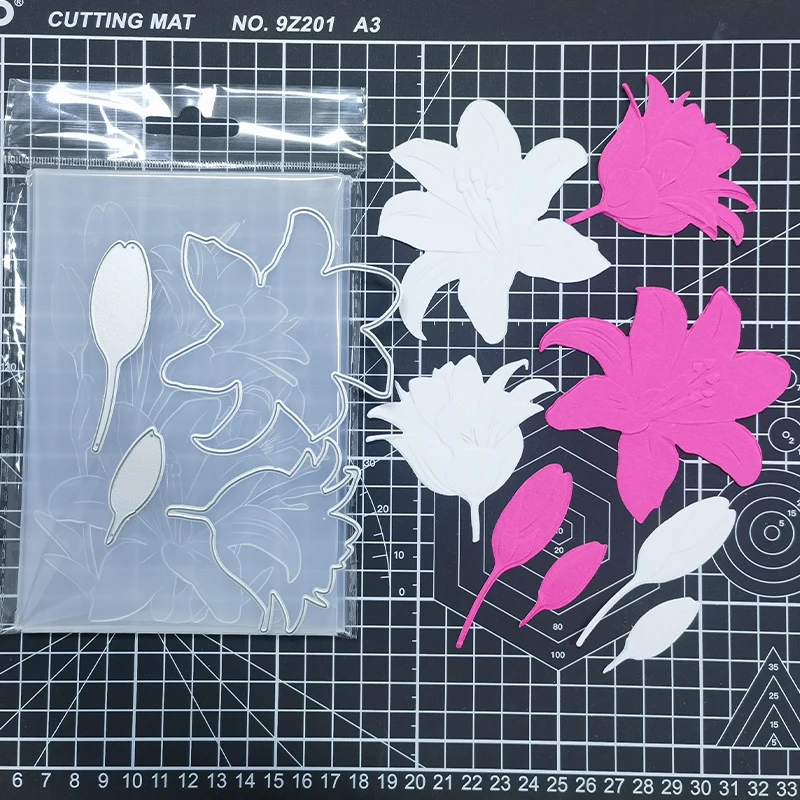 새로운 아름다운 백합 꽃 3d 구호 폴더 및 Diy 만들기 인사말 카드, 종이 스크랩북, 스탬프 무료 금속 절단 Mo