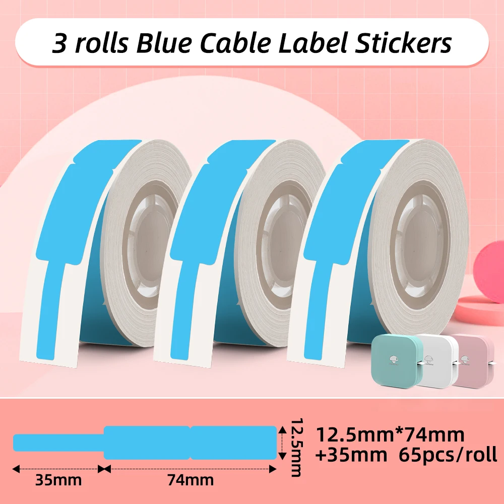 

195pcs Cable Label Sticker Waterproof Adhesive Thermal Paper Sticker Label Tape for Phomemo Q30 Label Pirnter 3 Rolls/Box