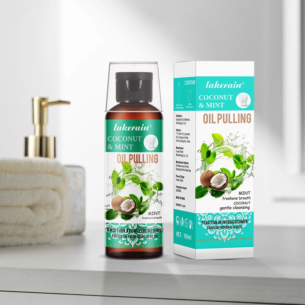 60/100/200/250ml Coconut Mint Pulling Oil Mouthwash Alcohol-free Teeth Whitening Fresh Oral Breath Tongue Scraper Set Mouth Heal teeth whitening essence teeth whitening product teeth health product