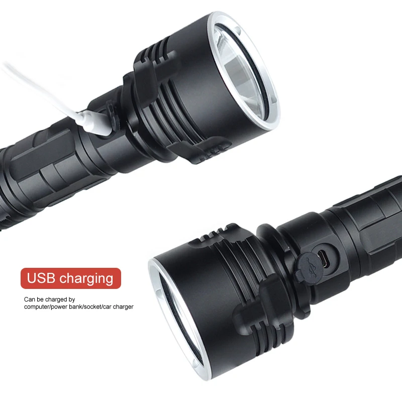 강력한 LED 충전식 전술 손전등, Xhp70 토치 플래시 라이트, P70 방수 USB, 높은 루멘, 핫 세일
