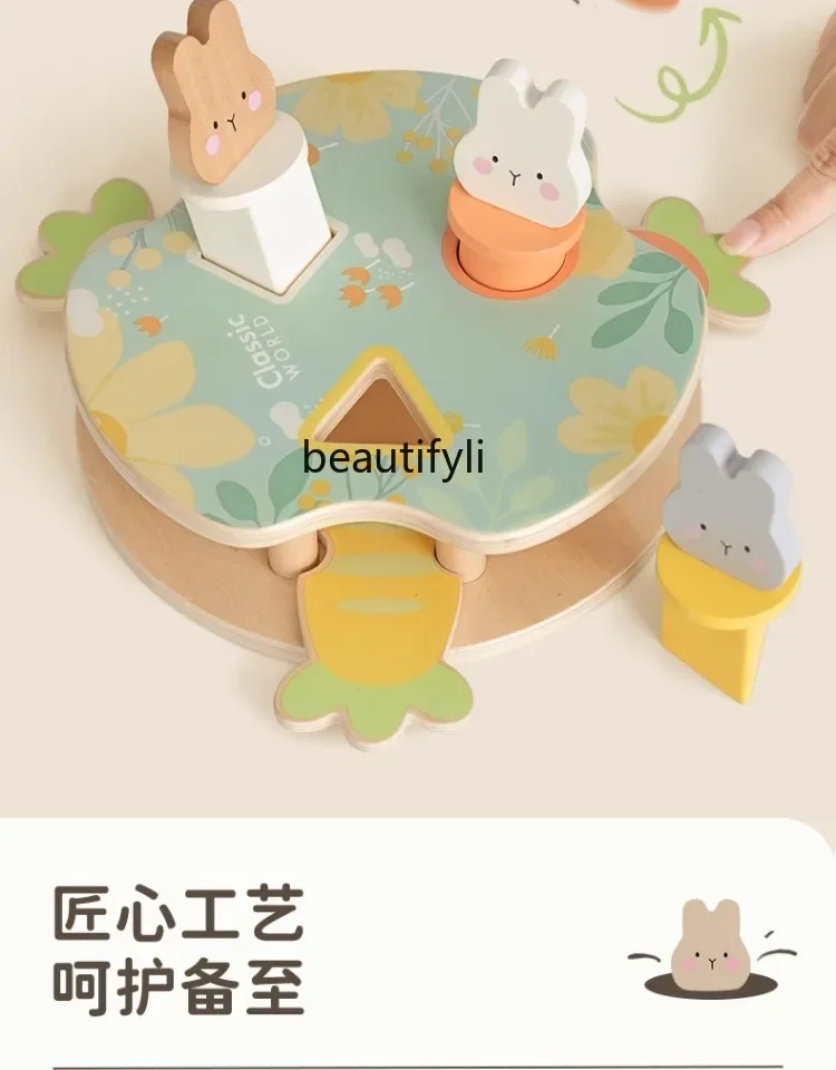 Early education graphic color pairing puzzle 1-2-3 year old boy and girl baby building block wooden bouncing toy