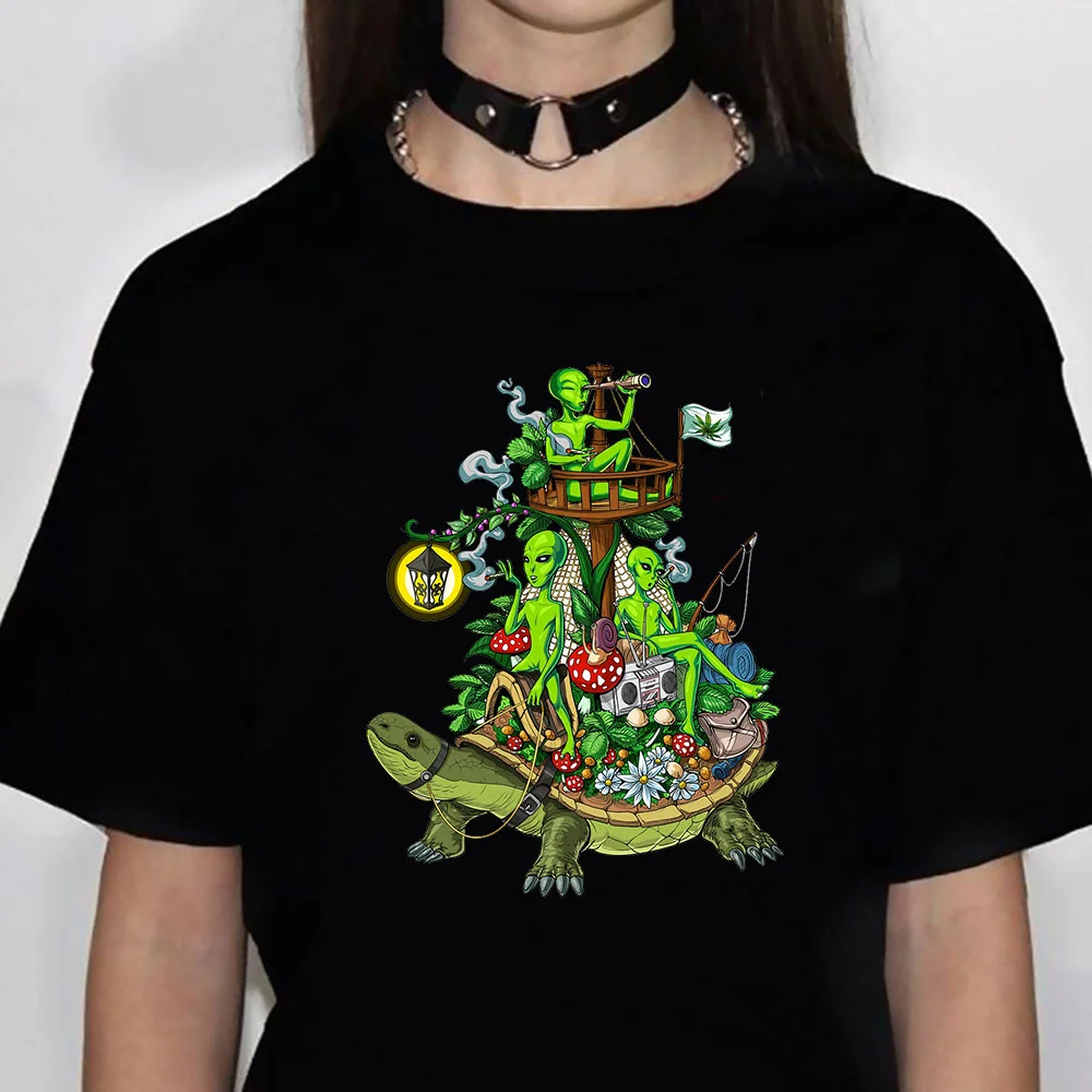 

Magic Mushrooms Alien Psychedelic top women summer manga graphic top girl 2000s anime clothing
