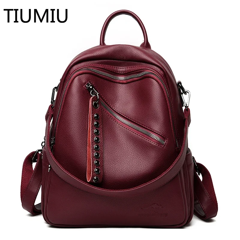 

2022 Designer Brand Ladies Soft Leather Bag Ladies Casual Ladies Backpack School Teen Girl High Quality School Bag Travel Bag