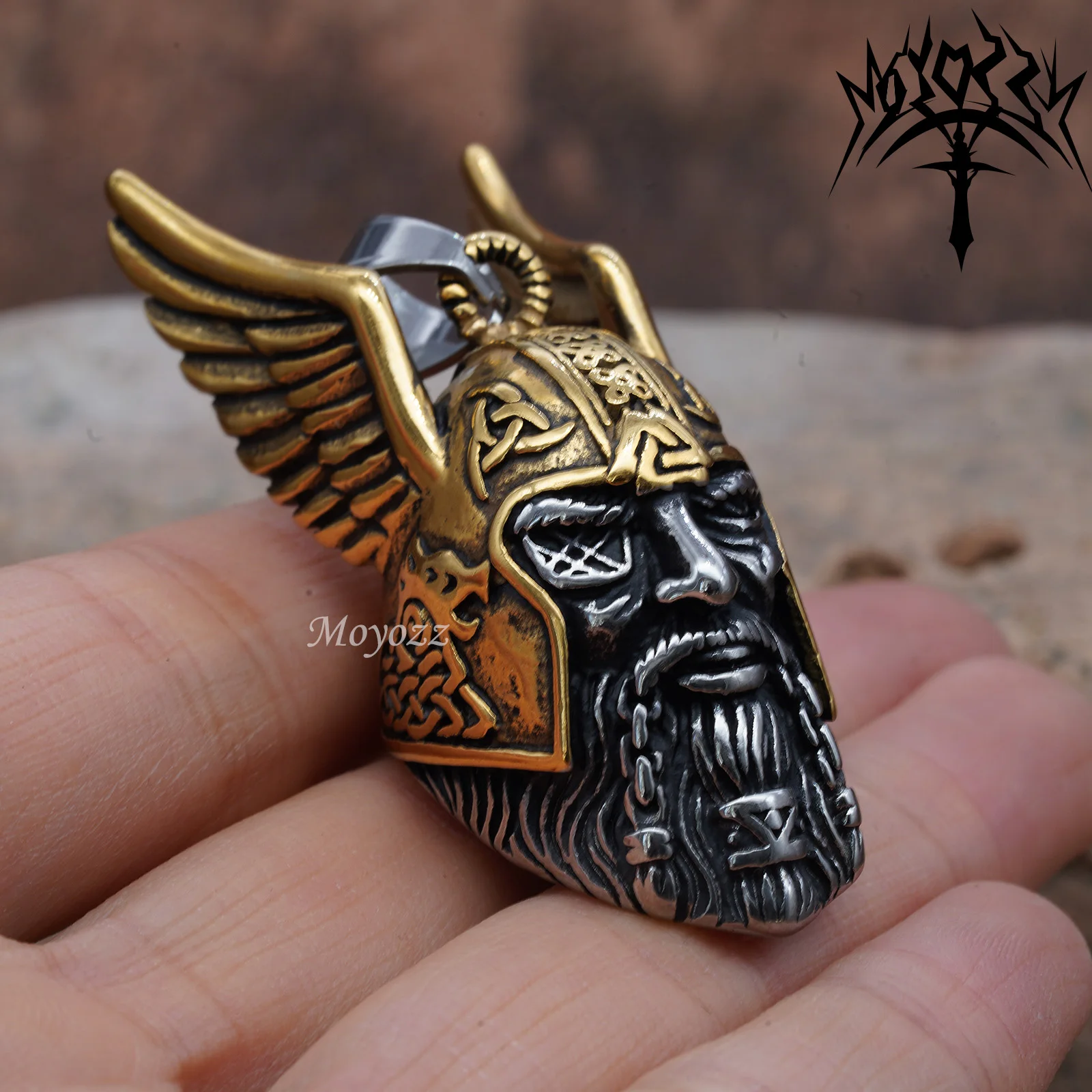 

Gold Odin Viking God Ride Guardian Bell Motorcycle Biker Bell Hanger Luck Gremlin Ride Gift Bell For Mens & FREE Bell Hanger