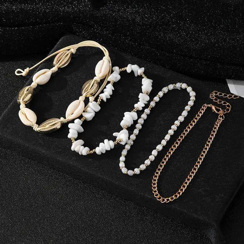 Bracelet de oral ille en Coquillage de Mer pour Femme, Breloques Festonnรฉ, sur la Jambe, รtรฉ