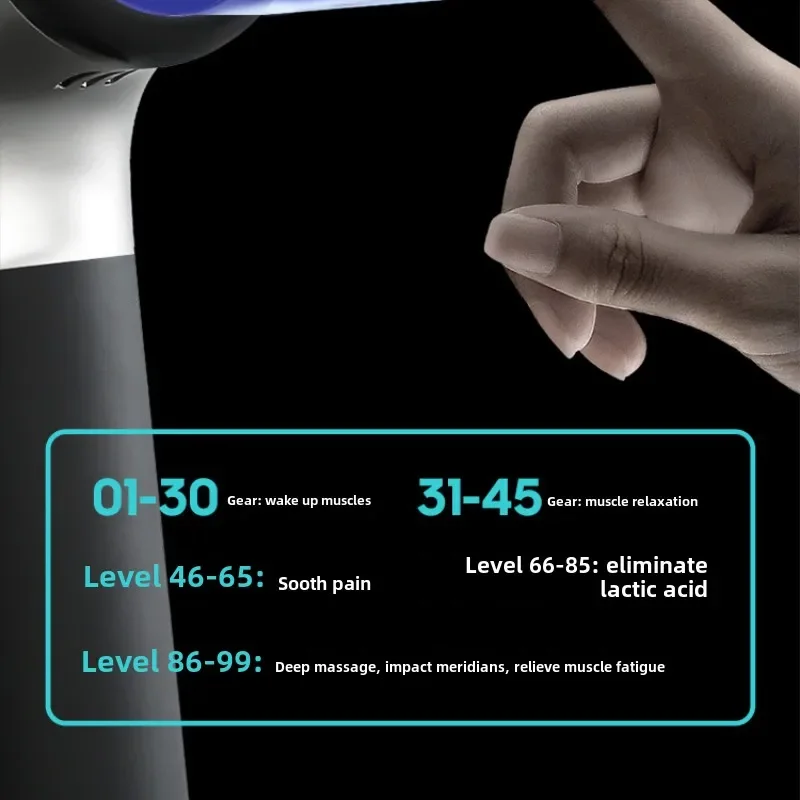 New Portable LCD Touch Household Electric Impact 99-gear Adjustment Massage Gun Muscle Relaxation Fascia Gun with 8 Massage Head