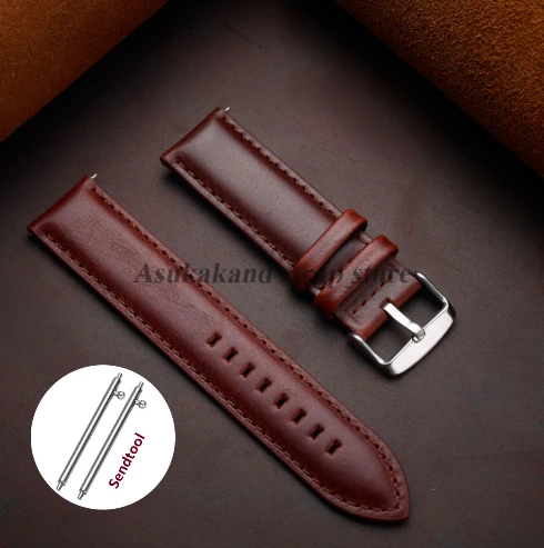 Premium Quick Release Genuine Leather Watchband Strap in Black and Brown