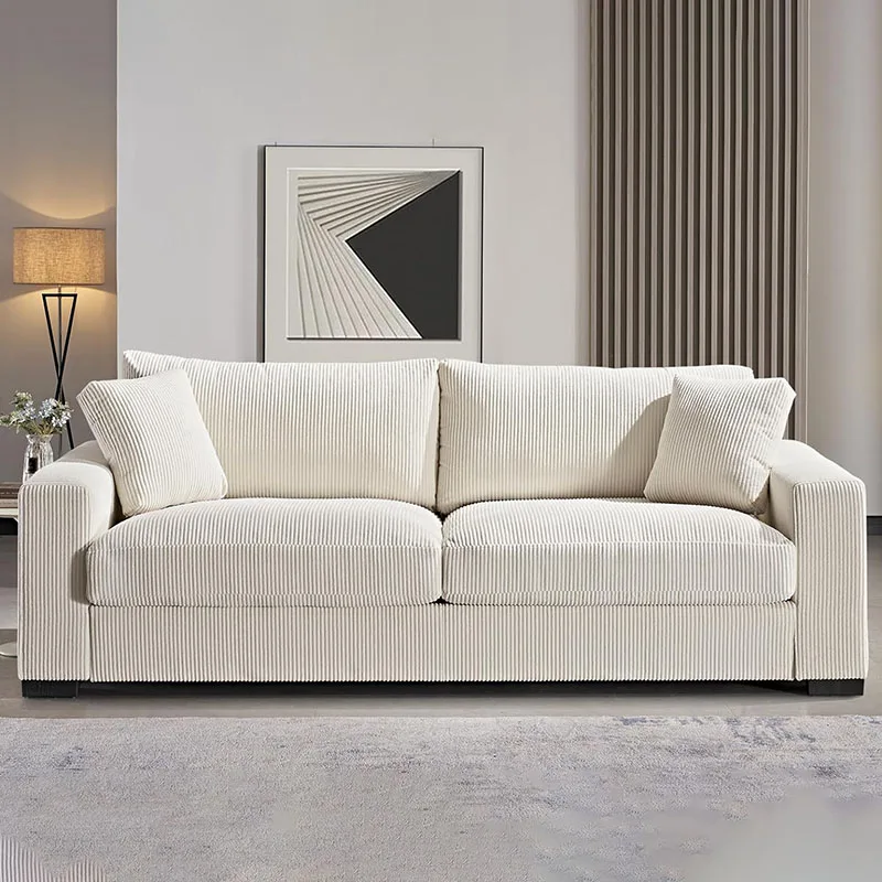 

Nordic Lazy Sofa Salon, Recliner Floor Comfortable 3 Seater Couch For Modern Living Room, 89" Wide, Beige Luxury Furniture