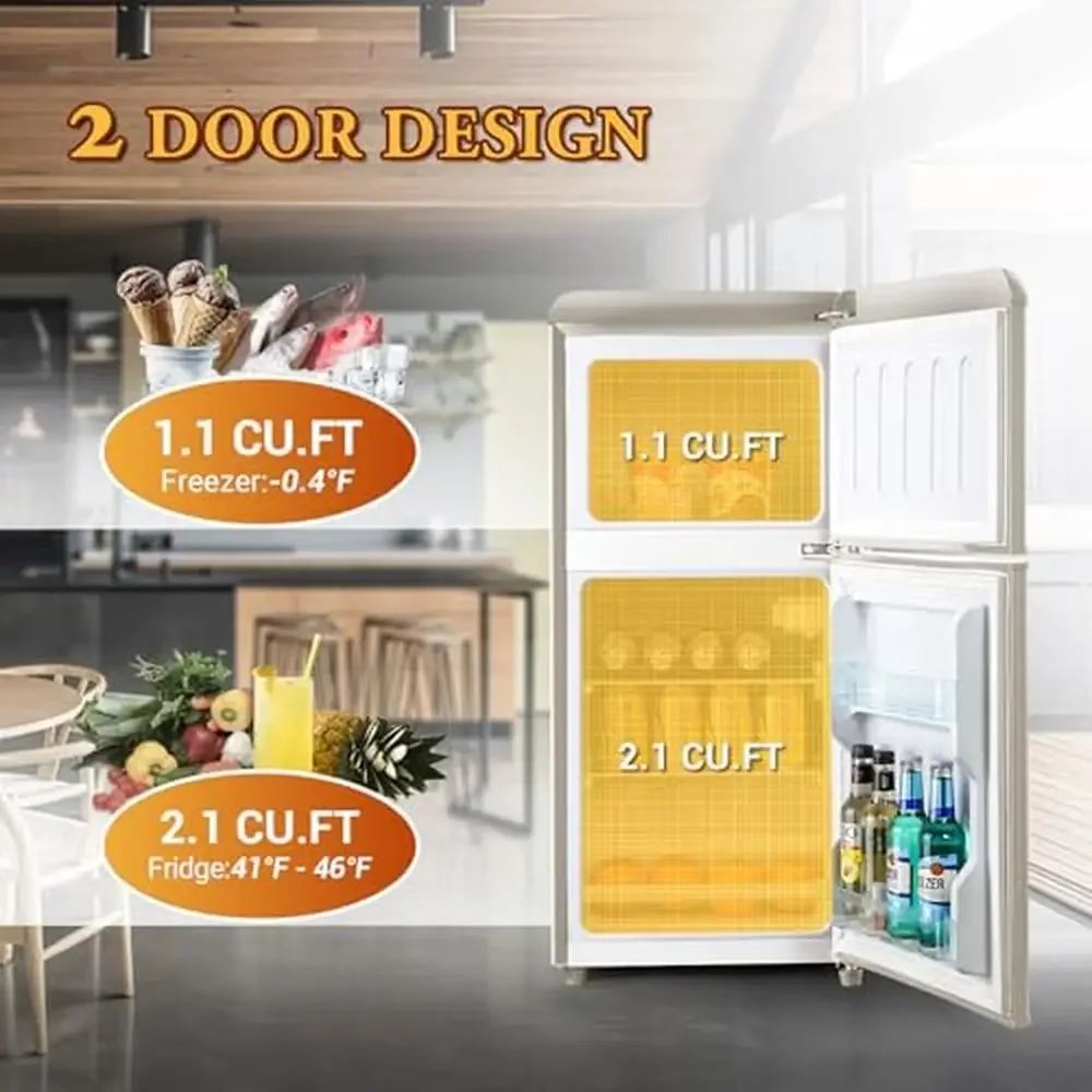 Innovative Double Door Mini Fridge Freezer Combo with Adjustable Temperature Control Glass Shelves Ice Trays Kitchen Office 5 Innovative Double Door Mini Fridge Freezer Combo with Adjustable Temperature Control Glass Shelves Ice Trays Kitchen Office 5