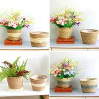 Rattan Woven Flowerpot Potted Handmade Flower Plant Container Garden Grass Planter Straw Basket Home Balcony Storage Decorative 5