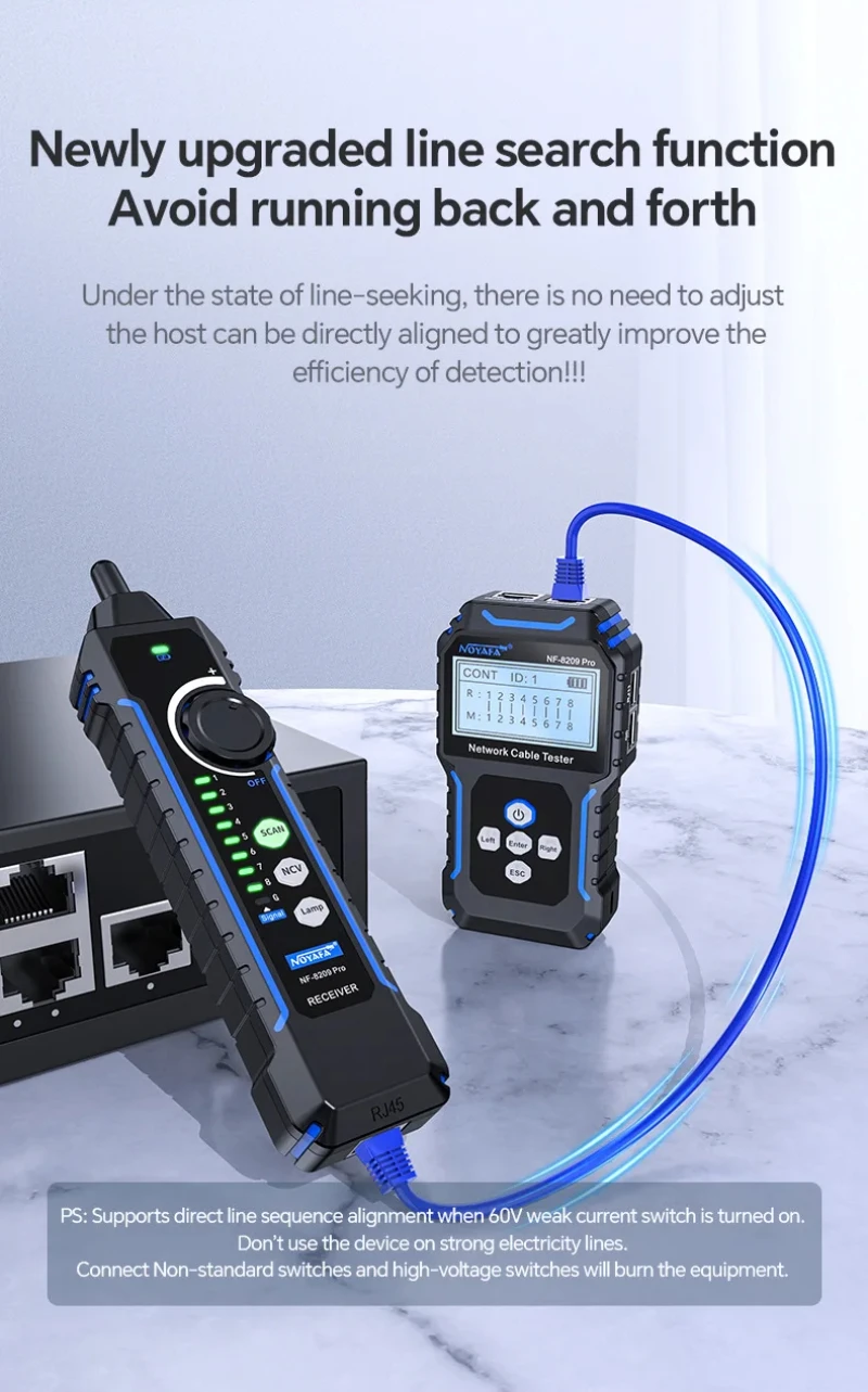 NOYAFA NF-8209Pro Network cable locator length measurement PoE tester break short circuit cross detector rj45 Connector tester