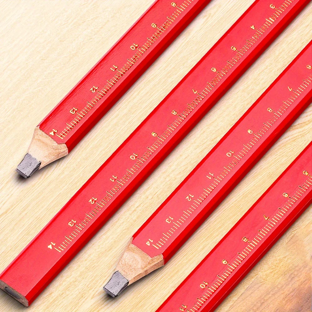 10pcs carpenter pencil, black refill bold, oval pencil marking tool carpenter pencil pencil marker 6
