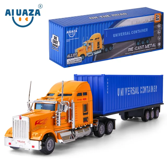 משאית צעצוע AIUAZA, מודל מיכל נשלף, מודל משאית צעצוע לילדים, משאית מתכת, מארז מתנה חגיגי. 1
