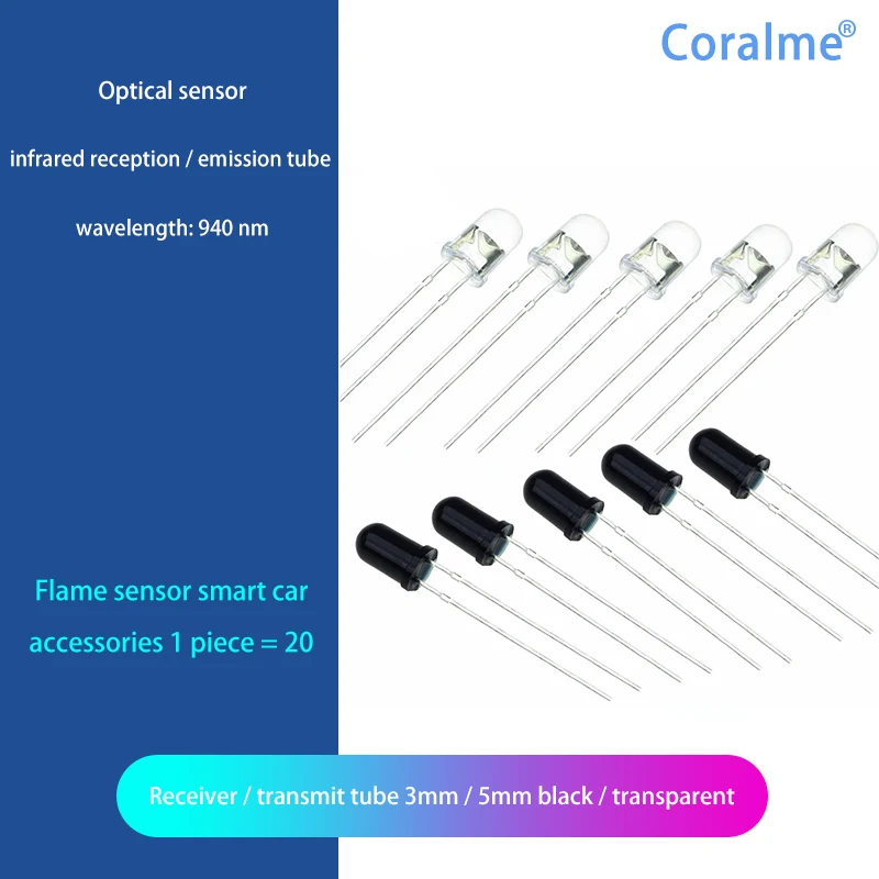 20 Pairs Of 3mm/5mm 940nm Infrared Transmitter And Infrared Receiver Diode 301A