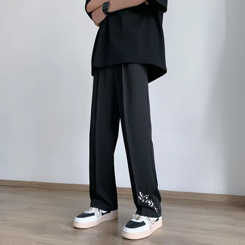 

New Men Suit Pants Casual Pant Wide Leg Business Trousers Straight Personality Design Streetwear Comfortable Fabric Oversize