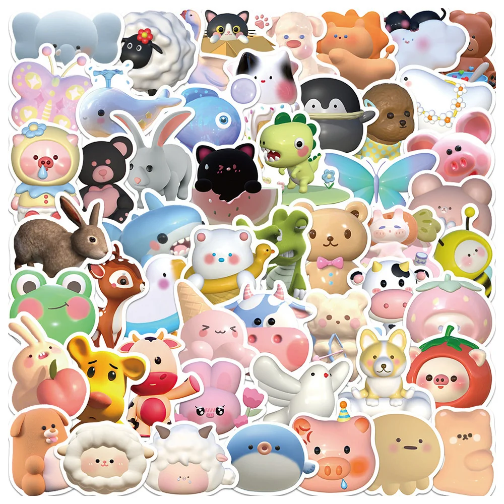 

52pcs 3D Cute Animals Stickers For Scrapbook Laptop Stationery Kscraft Vintage DIY Sticker Craft Supplies Scrapbooking Material