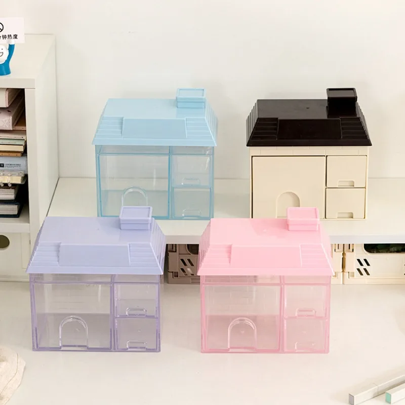 Transparent-Desktop-Storage-Box-Small-House-Student-Stationery-Cosmetic ...