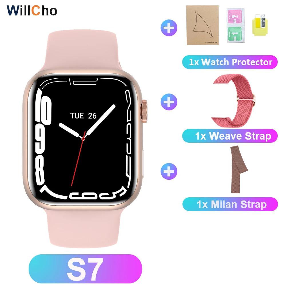 2022 S7 Smart Watch Iwo 14 Pro Nfc Voice Assistant Bluetooth Dial Answer Call Watch for Men Smart Watch Women Series 7 Pk W37Pro 