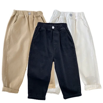 New Boys Cargo Pants Mid-Rise Button Casual Outdoor Comfortable Breathable Spring Fall Fashion Toddler 1-8 Years Boys Pants 1