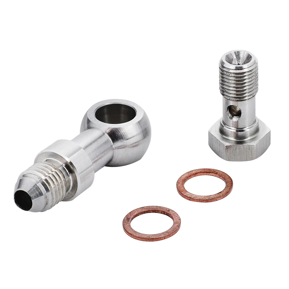 2PCS Turbo Oil Feed Banjo Bolt Kit M10x1.25 to 4AN Turbo Oil Feed for