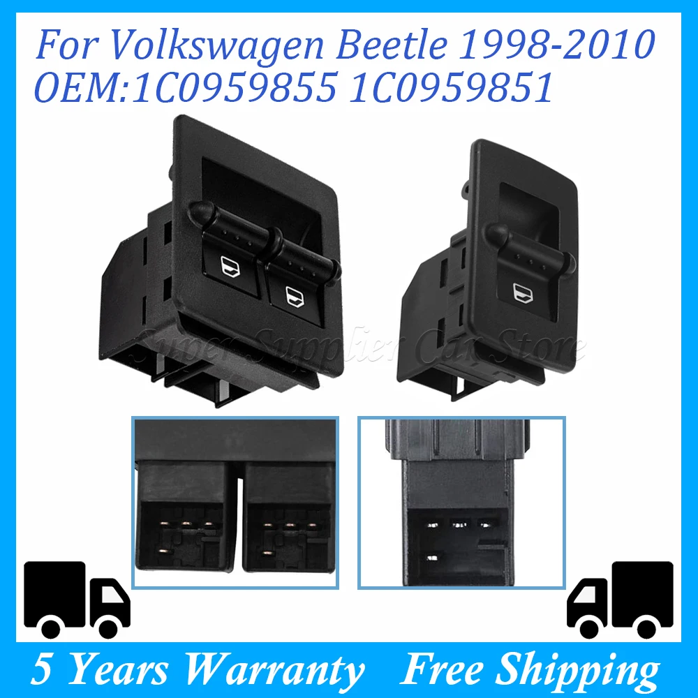 

1C0959855 Electric Power Master Window Switch Button For Volkswagen Beetle 1998 - 2010 1C0959851 1C0959527