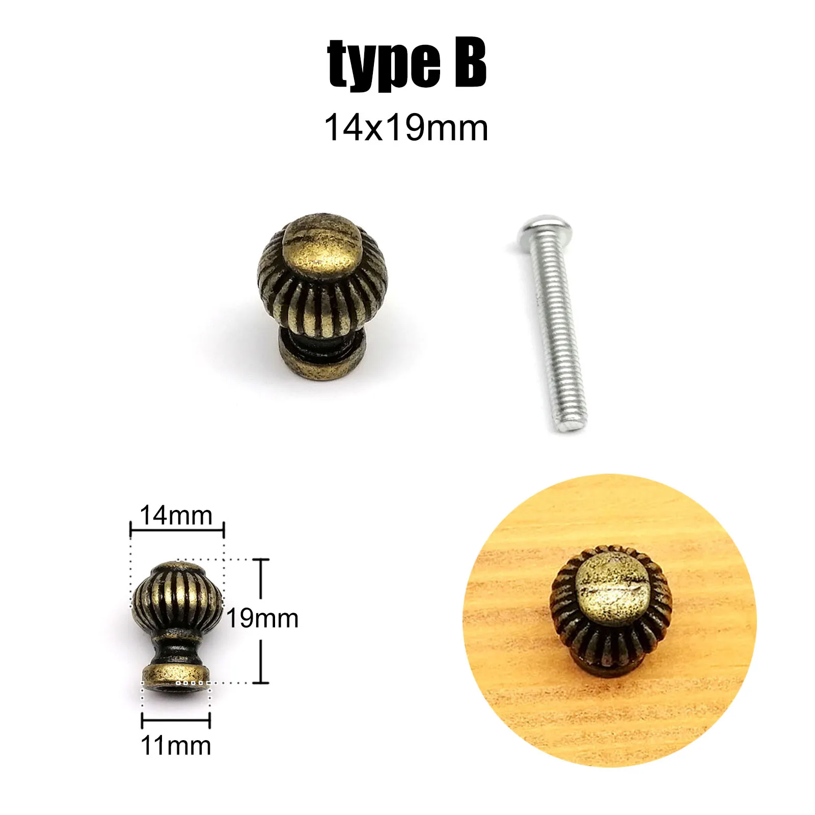 HZYUEGOU Vintage Retro Runder Kugelförmiger Schmuckkasten Schrank Kommode Schublade Tür Fenster Griff Zugknopf Bronze – Detail 5