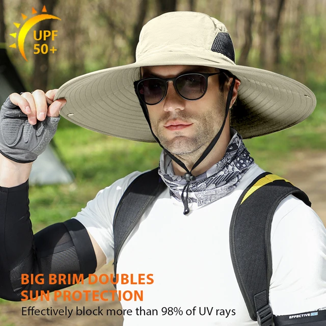 Breathable Mesh Bucket Fishing Hat for Men Wide Brim Sun Hat with
