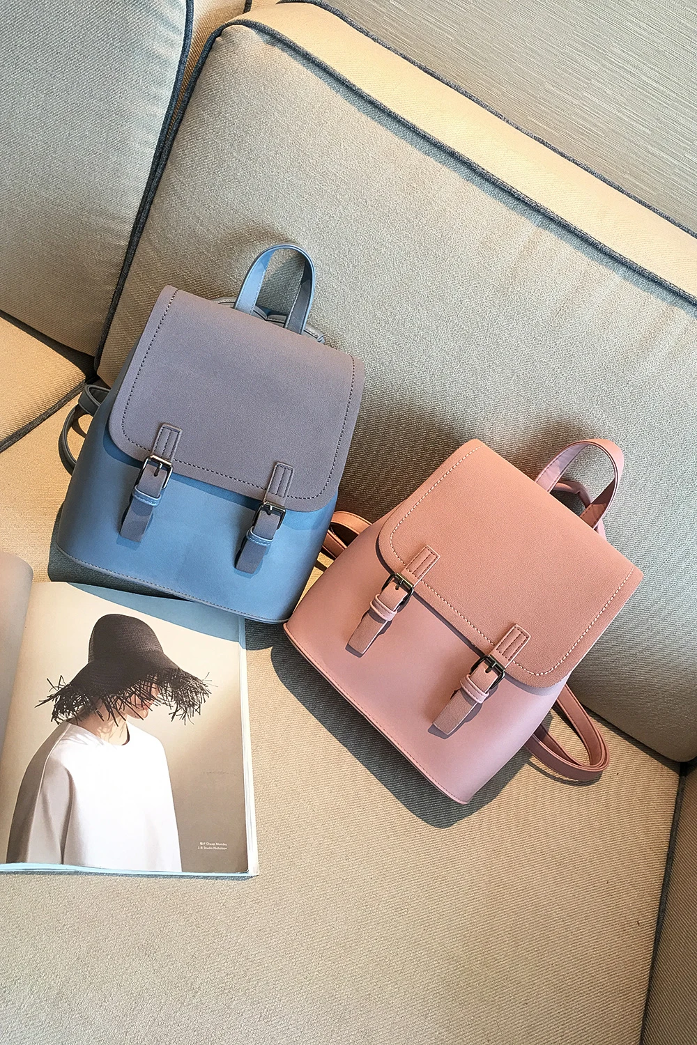 Backpack Women's New Style Instagram Trendy PU Leather Fashionable Computer Backpack with Sports Niche Design