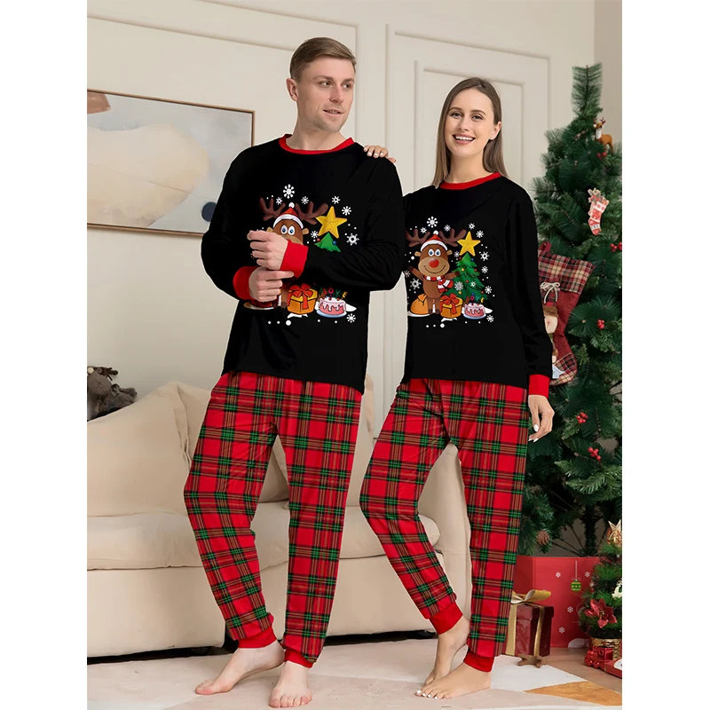 2025 Christmas Pajamas Family Outfit Matching Adult Kids News Xmas Pyjamas Clothes Set Baby Rompers Casual Sleepwear Family Look 3