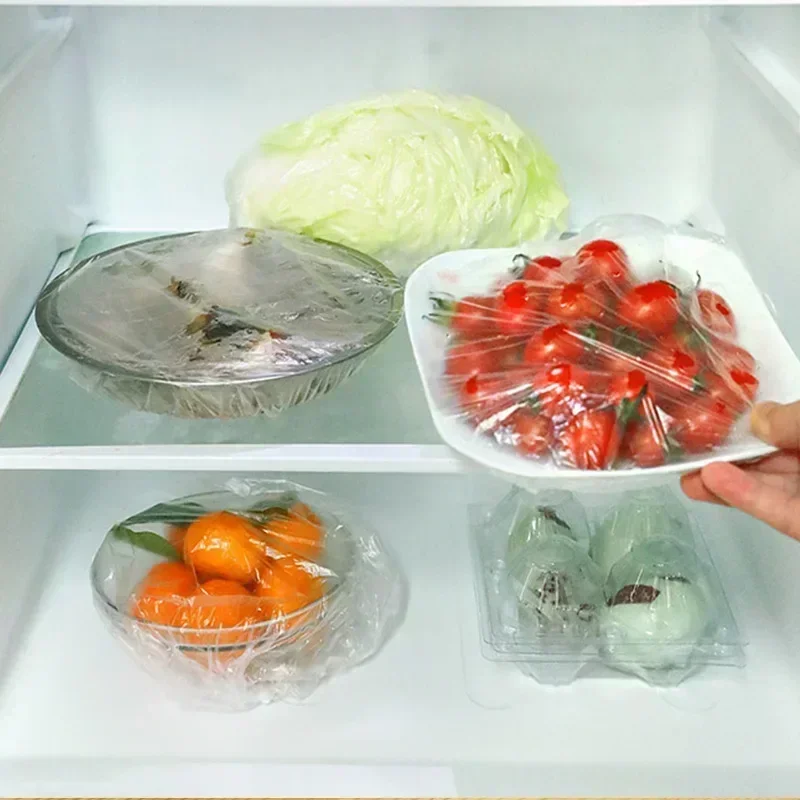 100-300PCS-Disposable Food Cover Elastic Plastic Wrap Food Grade Lids