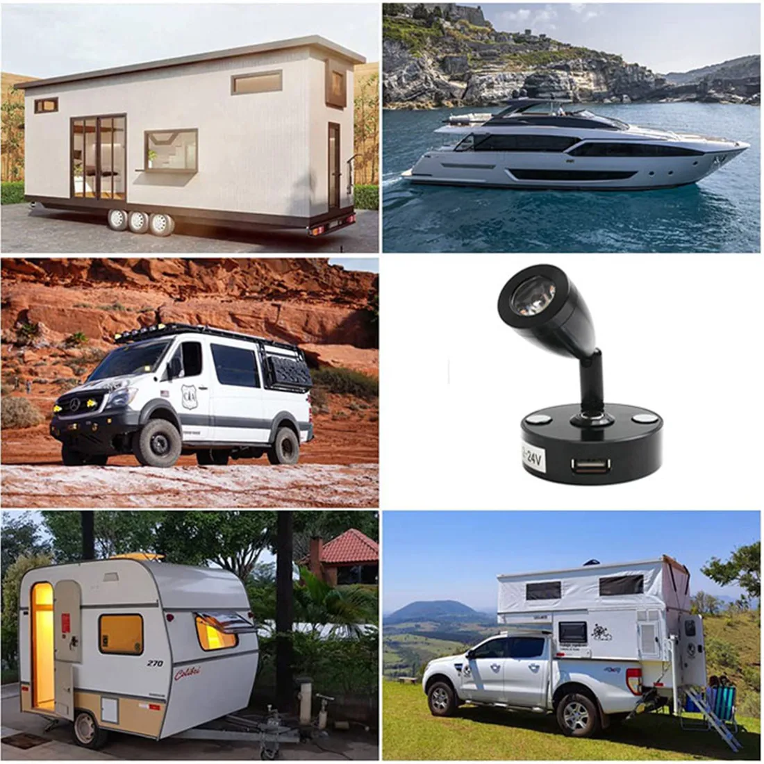 LED Wall Lamp Wall Sconces Light Wall Lamp Flexible Reading Light 2pcs/pack Aluminum DC24V 12V Touch Dimmable RV LED Reading Light Fixture with USB Port 3000K 6000K Boat Yacht Wall Lamp