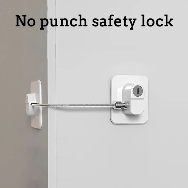 1Pcs Stainless Steel Wire Protection Security Lock Cabinet Lock with Key  Refrigerator Lock Sliding Wardrobe Drawer Window Lock - AliExpress