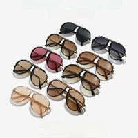Lunettes de soleil ovales rétro de luxe pour femmes, monture large, verres rouge champagne, style pilote carré, protection UV400, lunettes de soleil surdimensionnées pour hommes 4