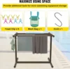Pool Towel Rack, 5 Bar, Brown, Freestanding Outdoor PVC T-Shape Poolside Storage Organizer, Include 8 Towel Clips 5