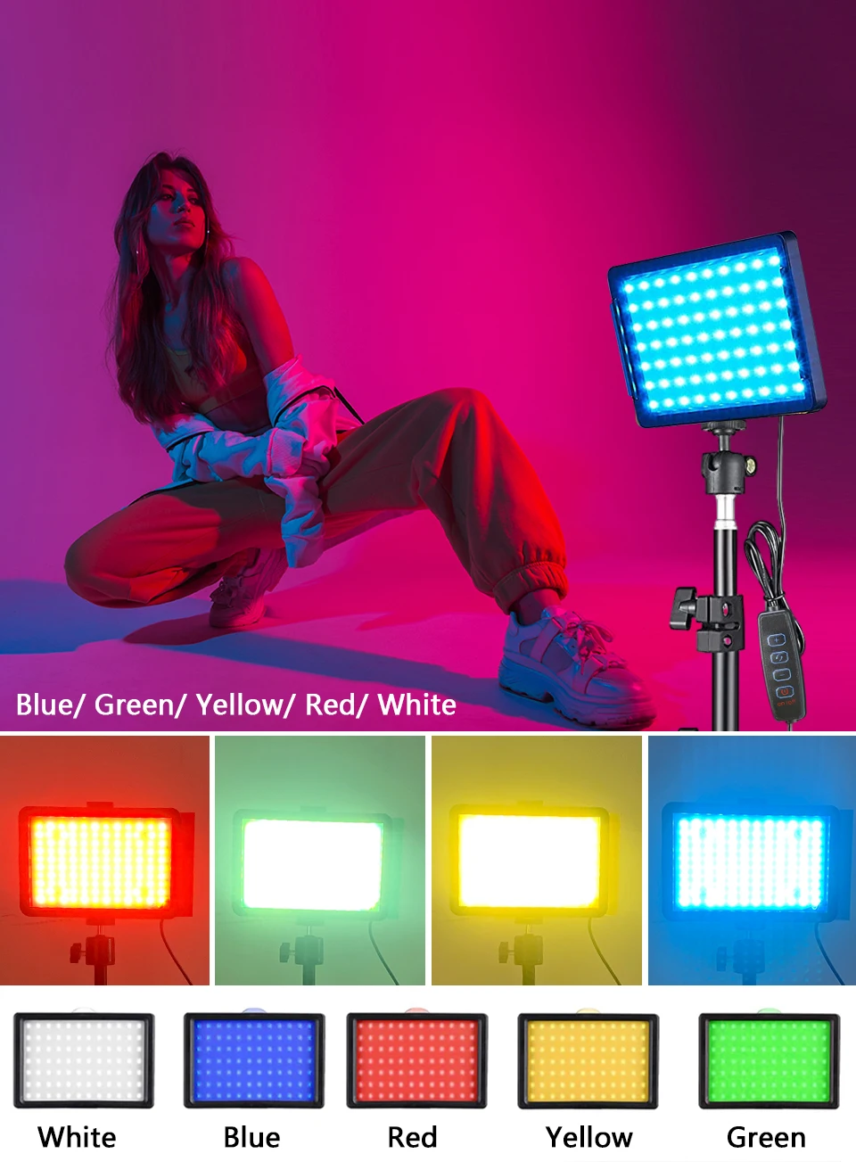 Description Picture 4 of itemProjectors USB Lamp LED Video Light Bulb Panel Photography Lighting Photo Studio Lamp Kit For Shoot Live With Stand RGB Filters
