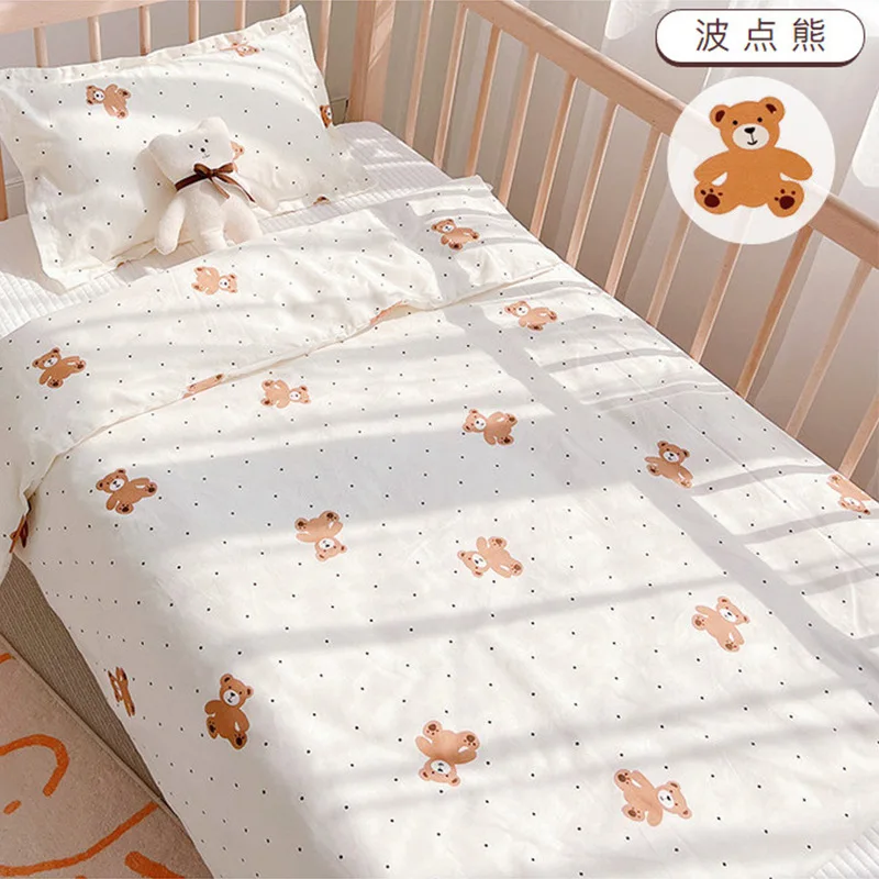 Cute Cartoon Baby Cot Quilt Covers For Newborns Infants Toddlers Children Crib Duvet Cover Case Cotton Four Seasons Kids Bedding
