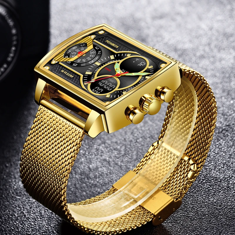 LIGE Digital Men's Watches Fashion Square Military Stainless Casual Sports Quartz Electronic Watch Waterproof Male Alarm Clocks 2