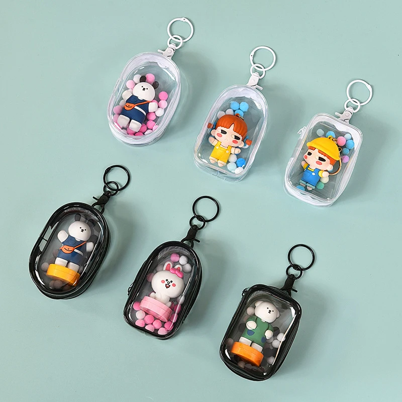 Jewelry Organizer Transparent Storage Box Pouch Mystery Box Keychain Bag Storage Case Thicken Wallet Cute Doll Bag Organization jewelry organizer