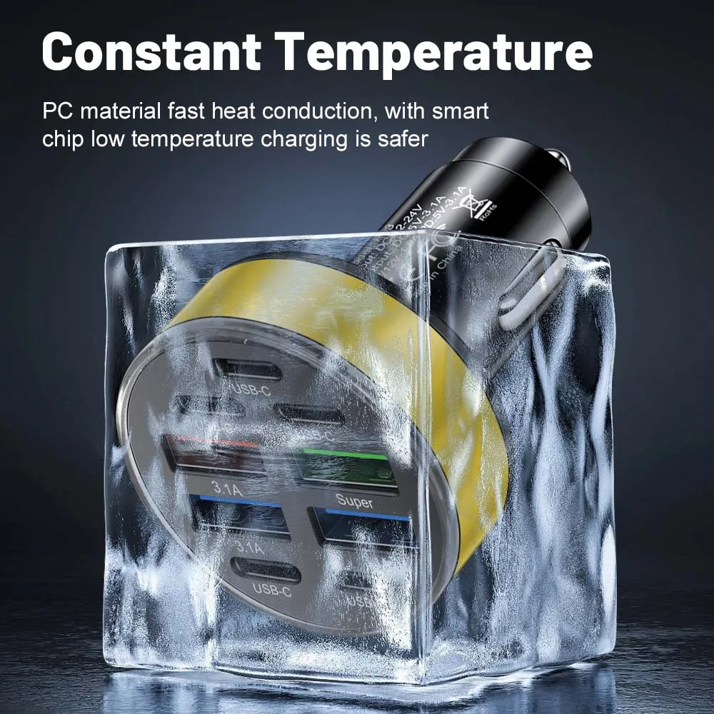 9 in 1 USB Car Charger Type C QC3.0 PD Car Chargers Phone Charger Adapter For iphone 15 14 Pro Max Samsung Xiaomi Huawei