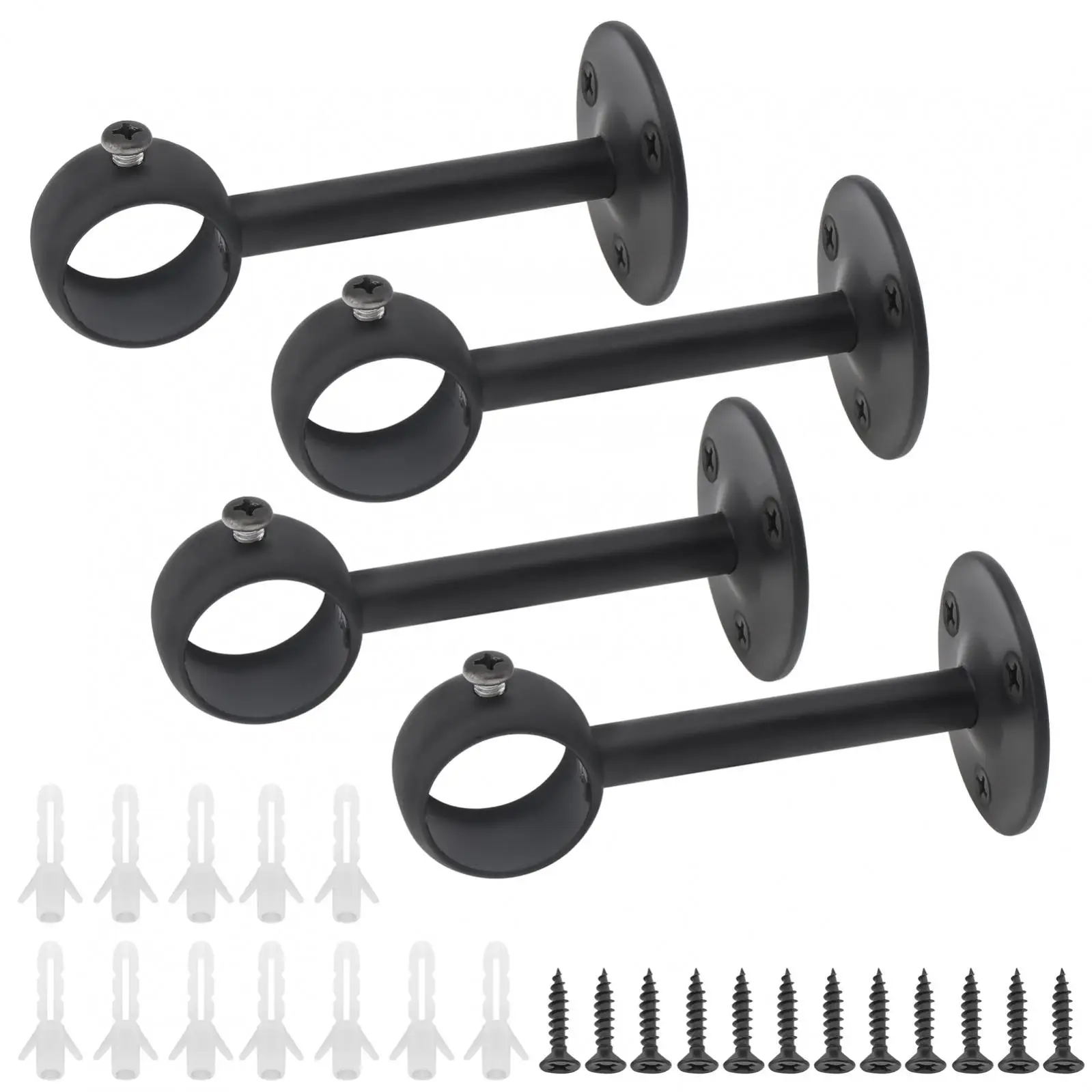Heavy Duty Three Holes Stainless Steel Curtain Rod Bracket for 1 Inch Drape Pole 4pcs curtain rod
