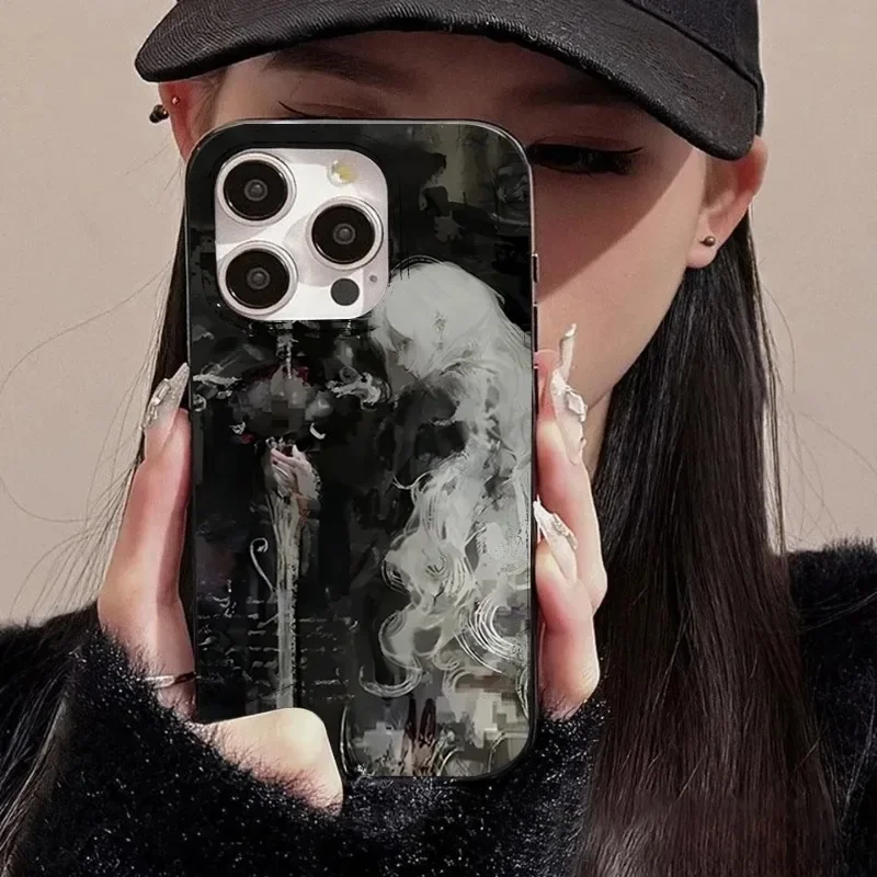 Elegant Sword & White Hair Witch Medieval Artistic Phone Case Cover