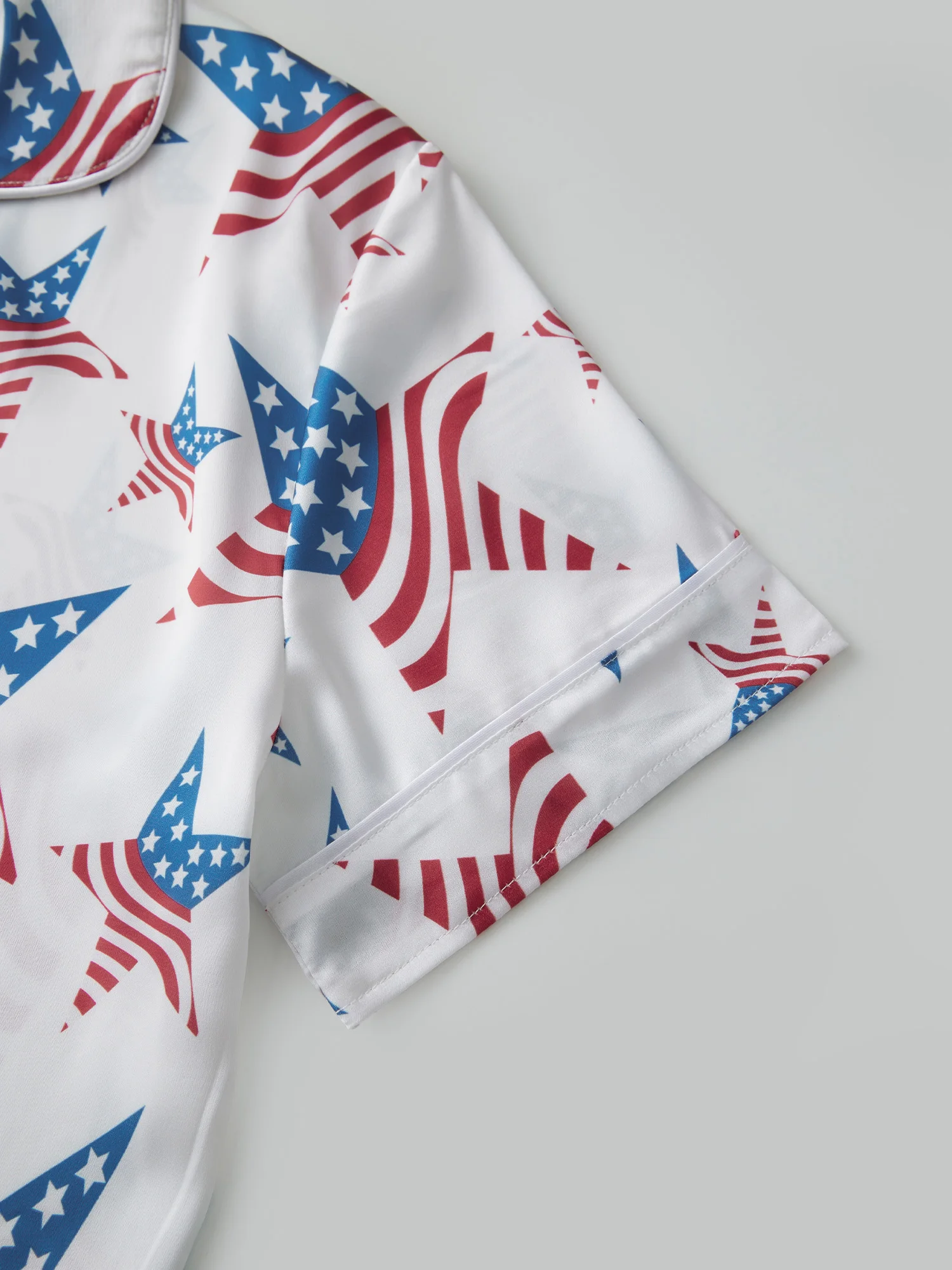 Women s Patriotic 4th of July Pajama Set Short Sleeve Lapel Button Up Star Print Tops and Shorts Sleepwear Sets for