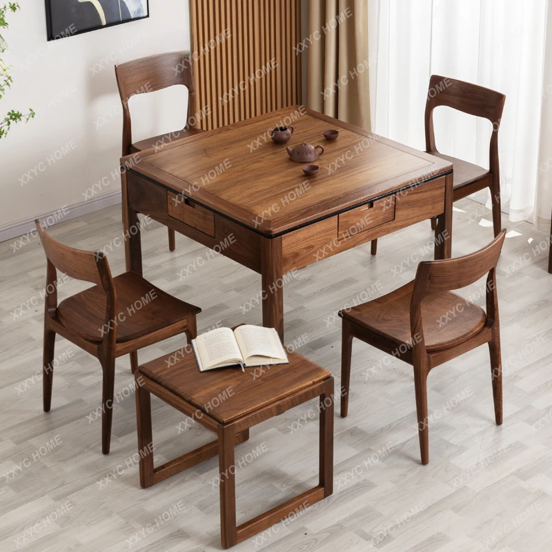 

Solid Wood Mahjong Machine Dining Table Dual-Use North America Black Walnut Automatic