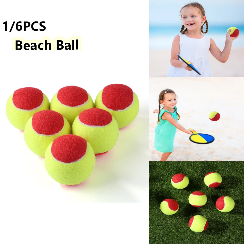 1/6pcs Beach Ball Kids Soft Training Beach Tennis Ball Outdoor Sports Tennis Toy Supplies for Children Beginners Practice Gifts tennis balls